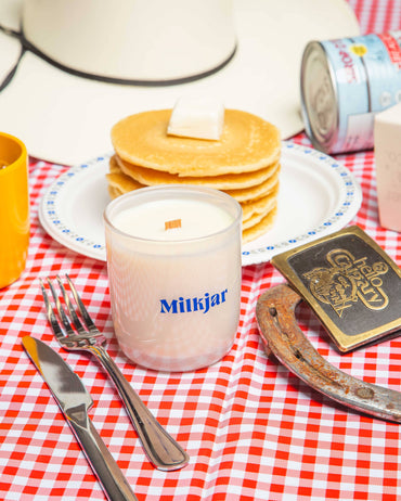 Breakfast inspired candle with syrup, butter, and blueberry aroma gift store