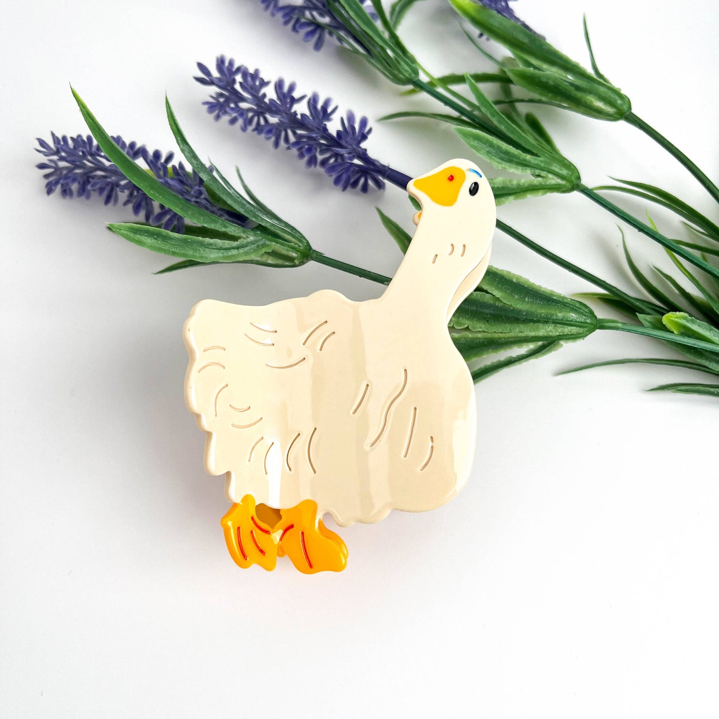 White Goose Acetate Hair Claw Clip