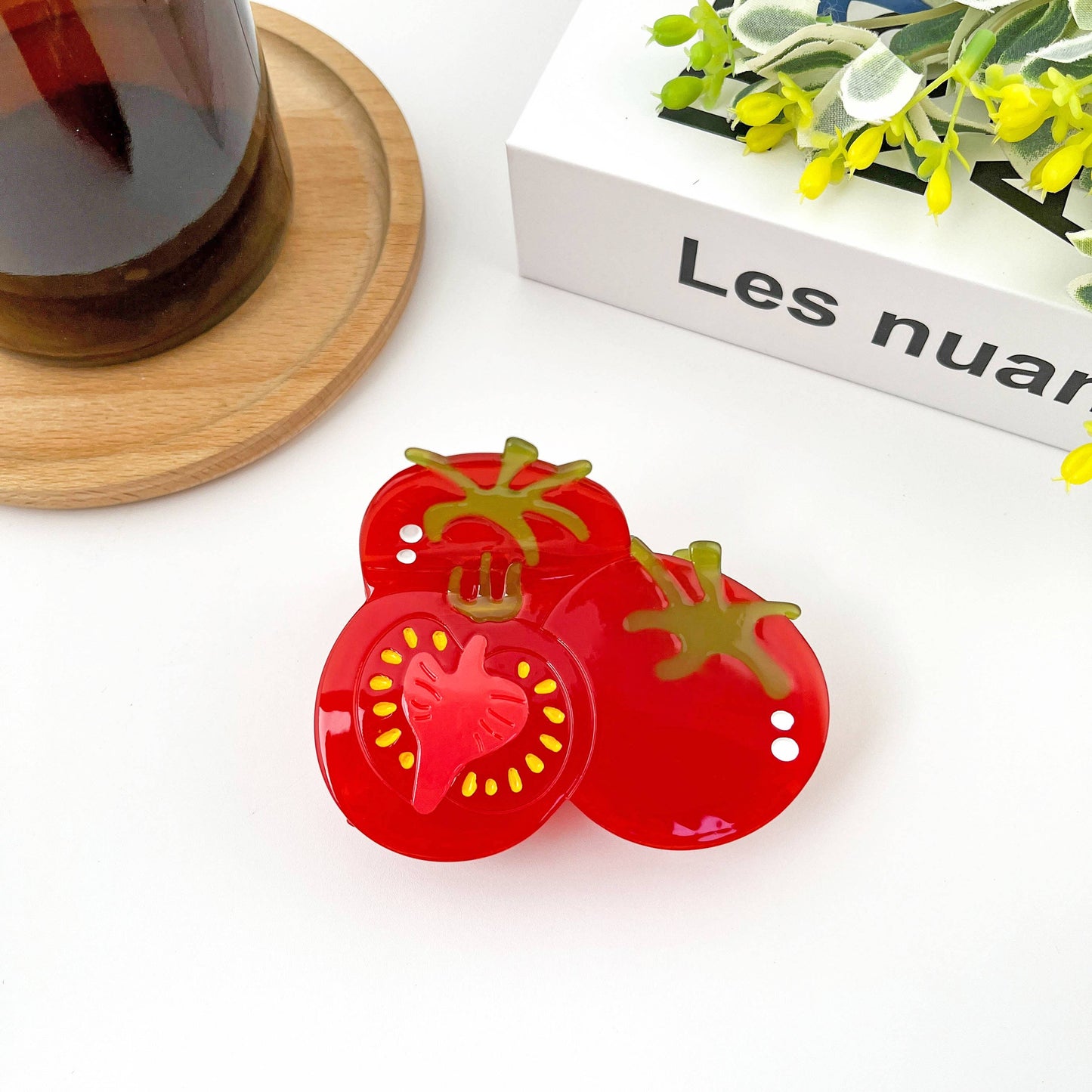Three Tomato Claw Clip, Fruit Hair Clip