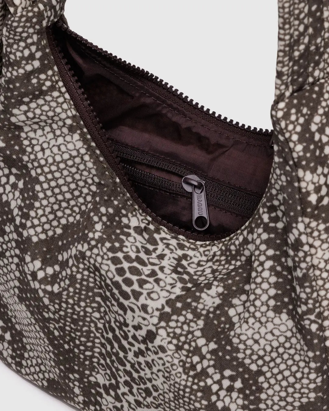 Mini Nylon Shoulder Bag Snakeskin Baggu