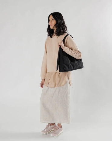 Nylon Shoulder Bag Black Baggu