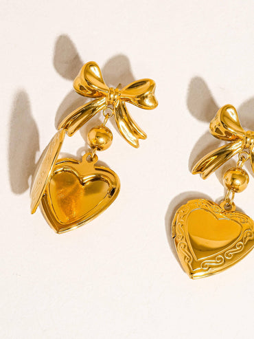 Keryn Heart and Bow Locket Earring