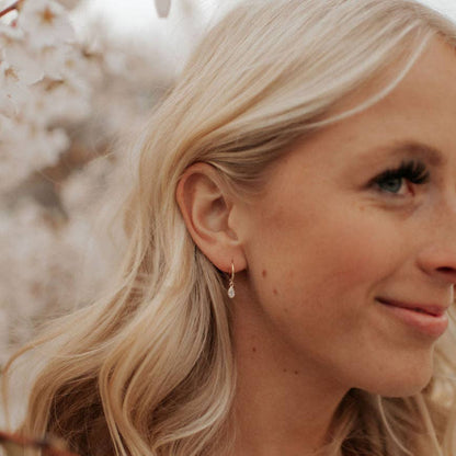 April Raindrop Dangle Hoops Gold