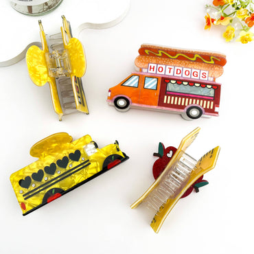 HotDog School Bus Hair Claw Clip