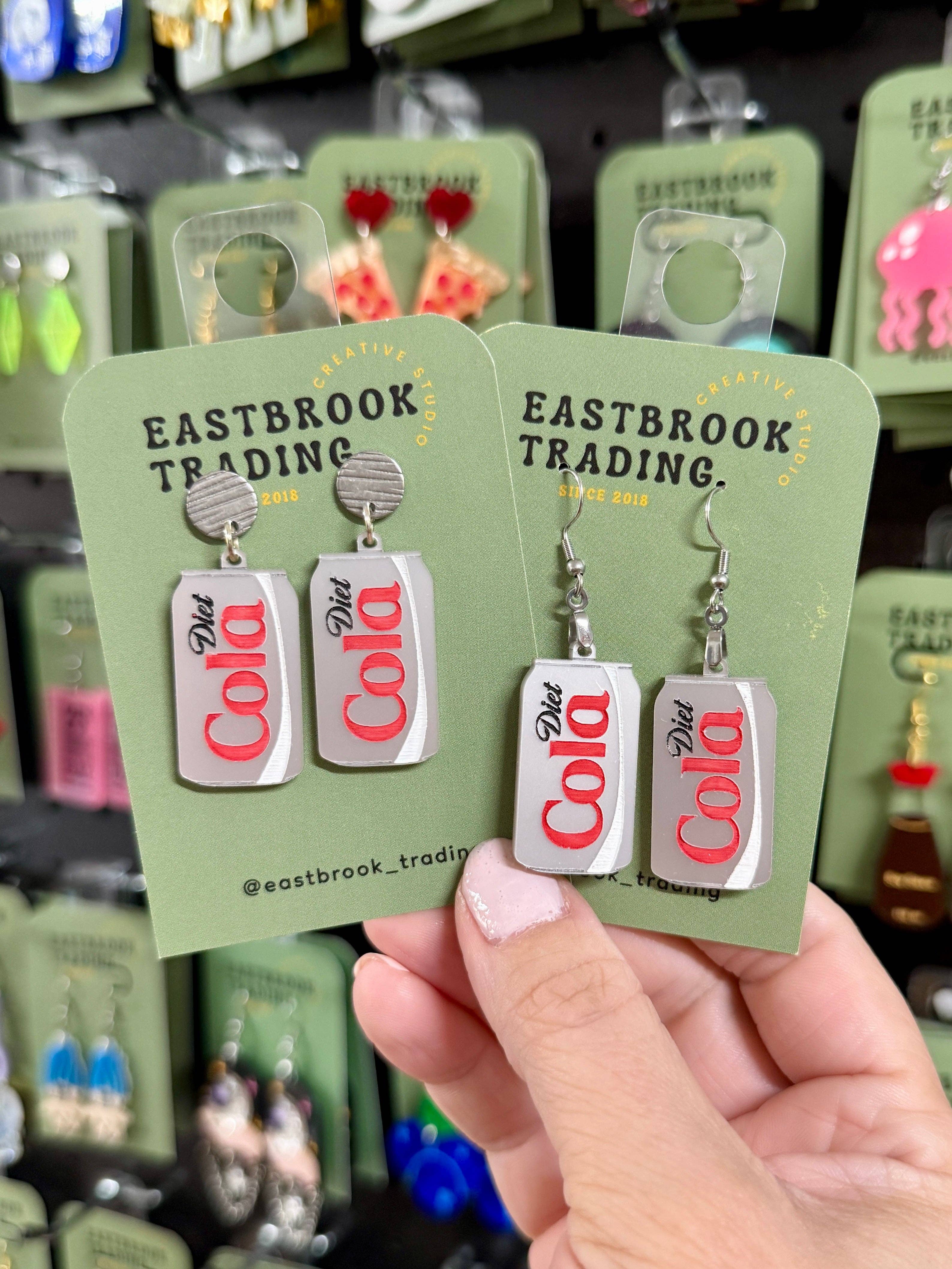 Silver soda can dangle earrings  Diet Coke style
