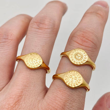 Moon Sun Stars Goddess 18K Gold Plated Ring