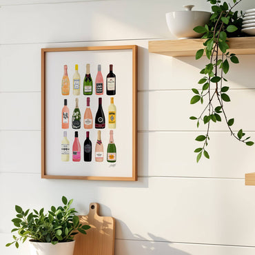Modern wine and champagne art  perfect gift for wine enthusiasts