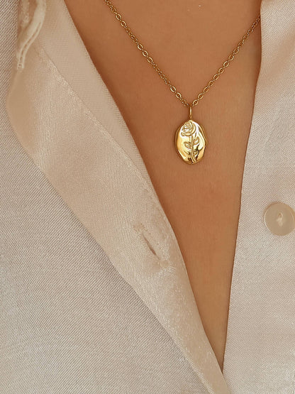 Chrishell 18K Yellow Gold Rose Coin Necklace