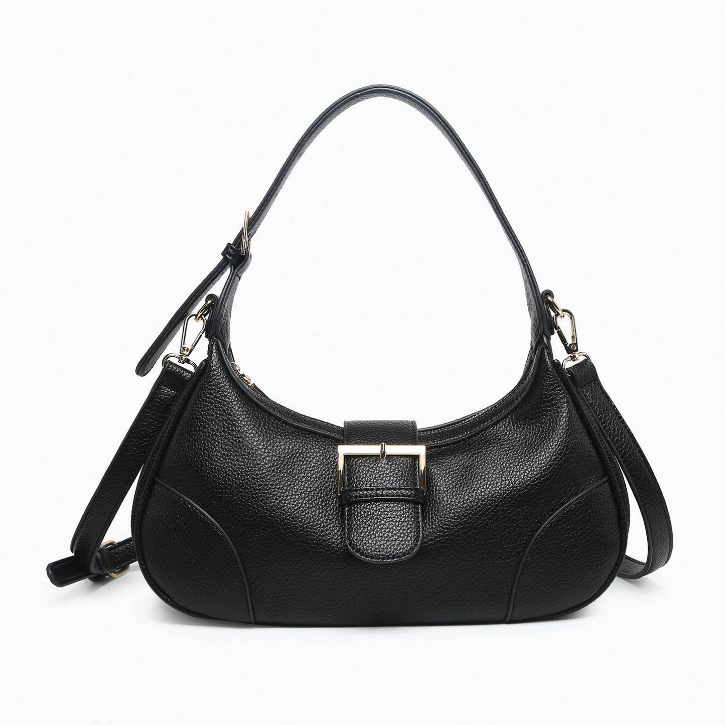 Madrid Buckle Shaped Shoulder Bag Black