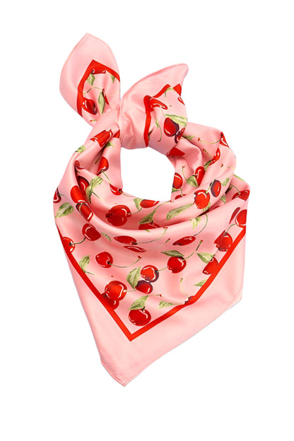 Cherry Red Bandana Scarf Silk 