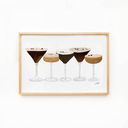 Hand illustrated espresso martini art print 