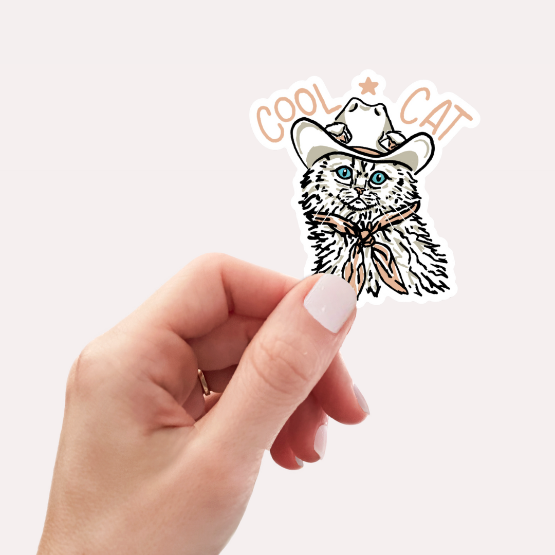 Western Cool Cat Sticker