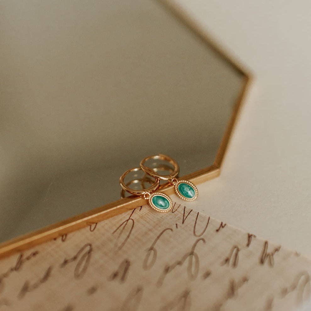 Gold vermeil turquoise huggie hoop earrings