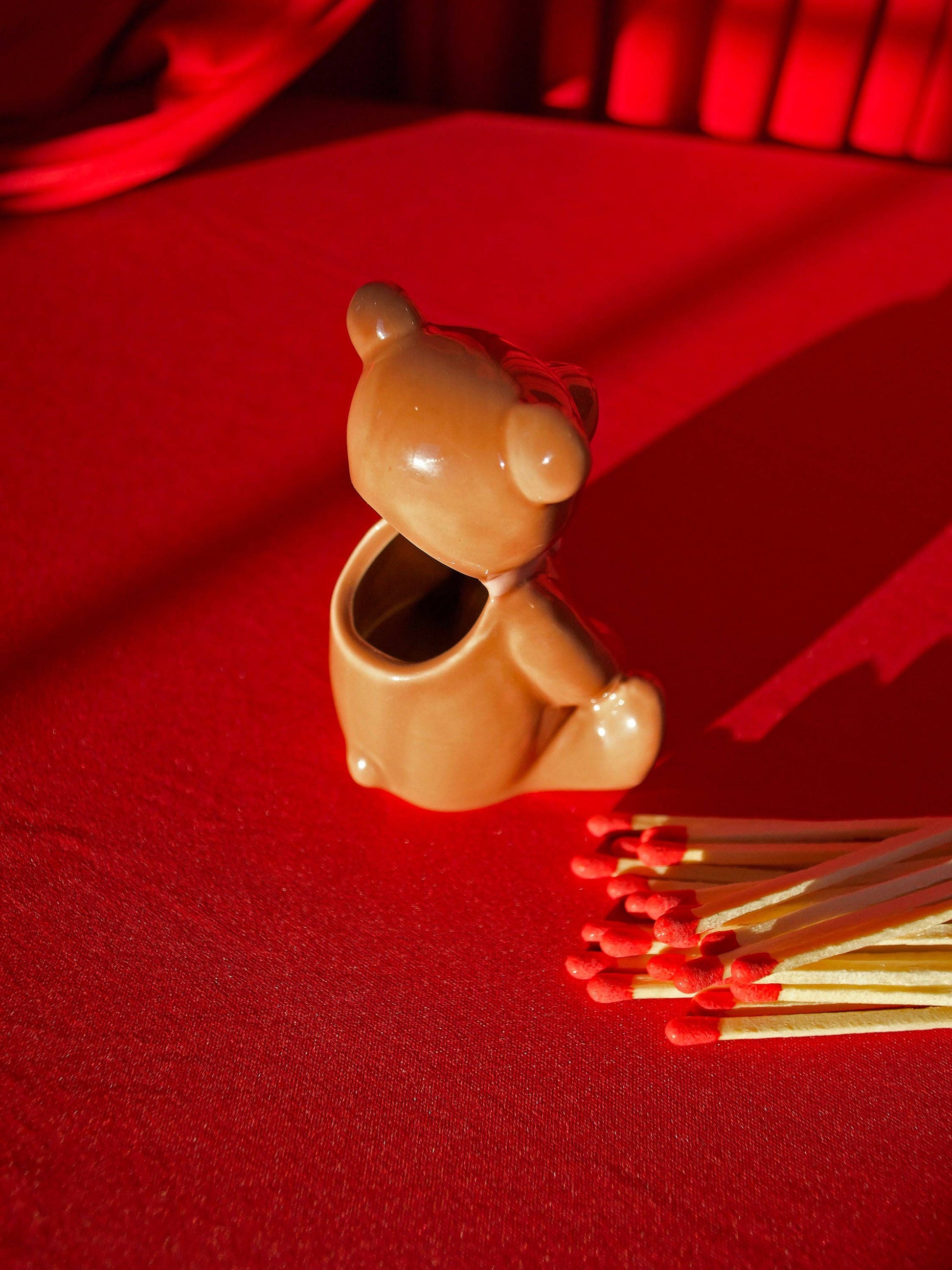 Cute bear decor piece for striking matches – great gift for her or home