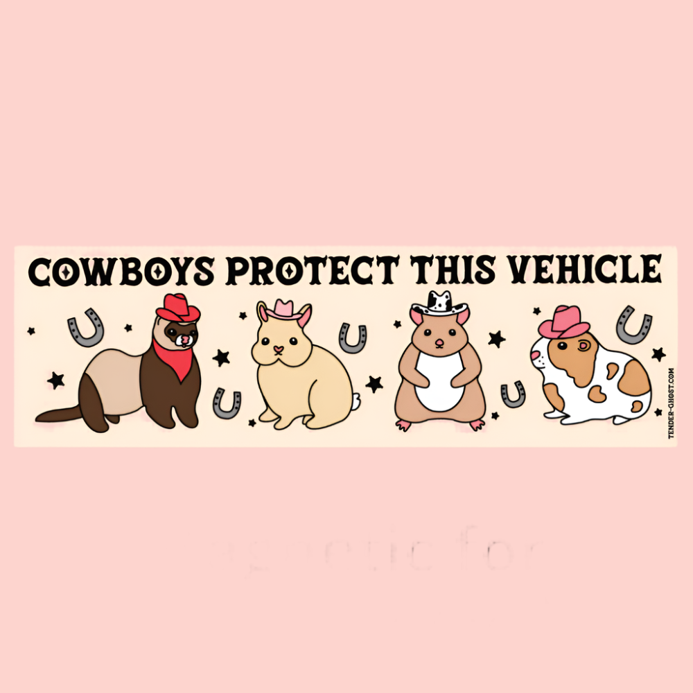 Cowboy animal bumper magnet 9" x 2.75" for gift store display 