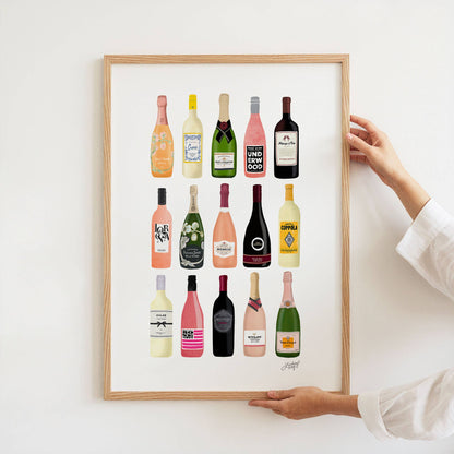 Modern wine and champagne art perfect gift for wine enthusiasts
