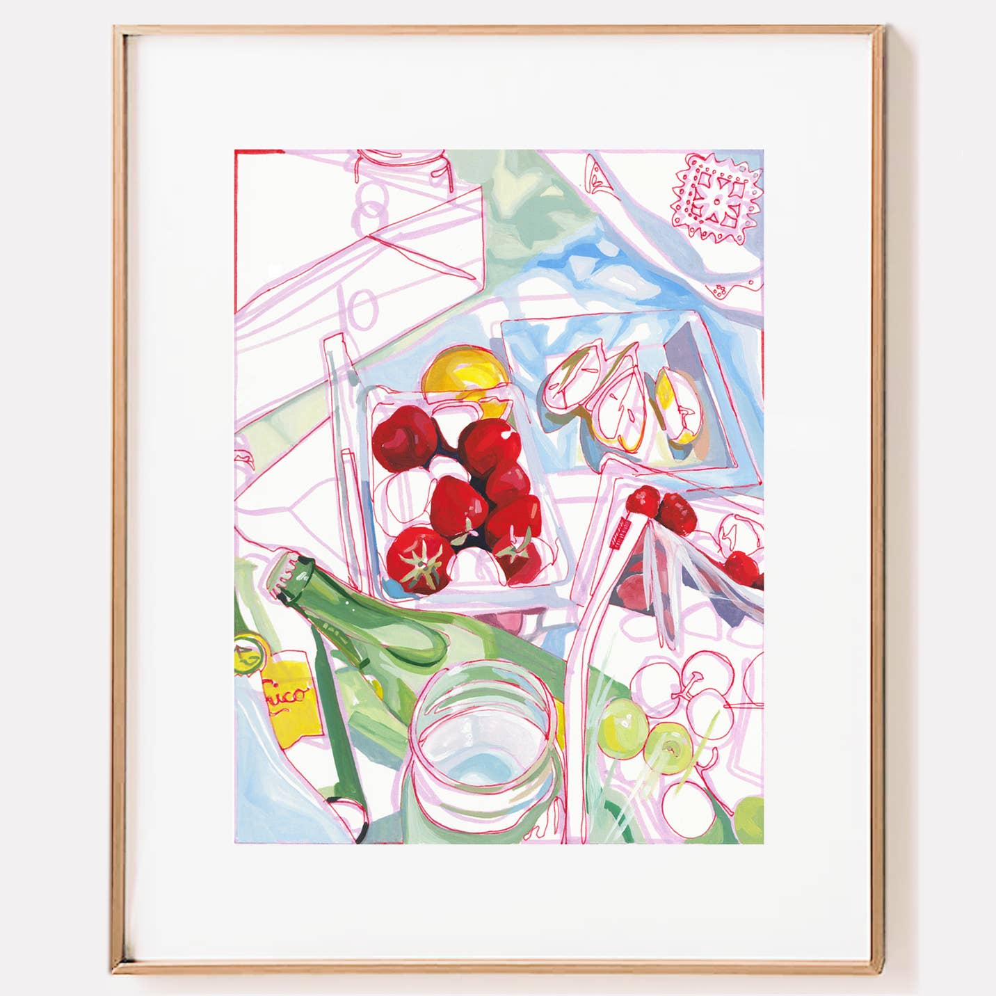 California Picnic Lemons & Berries Art Print