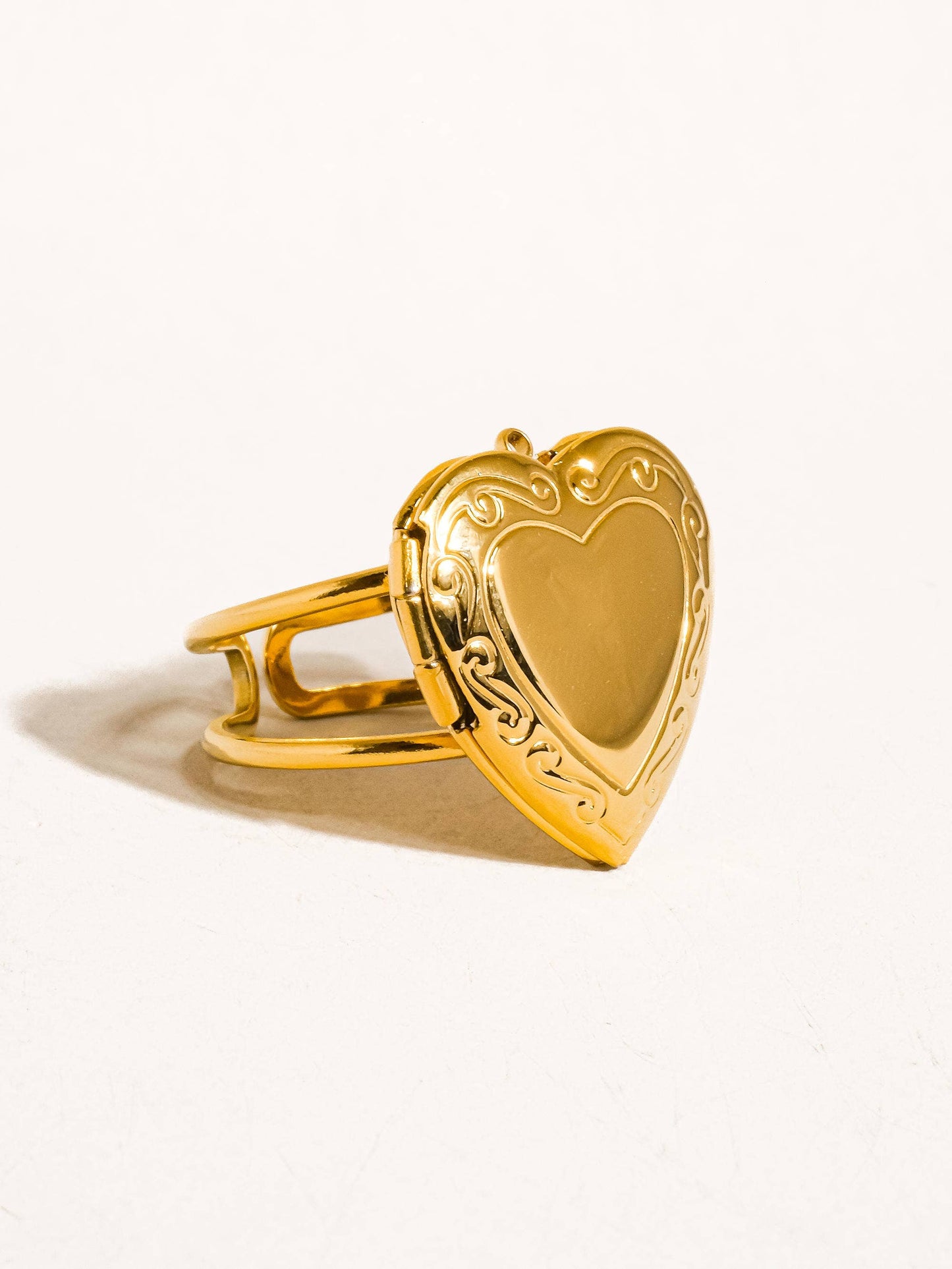Sefina Locket Heart Adjustable Ring