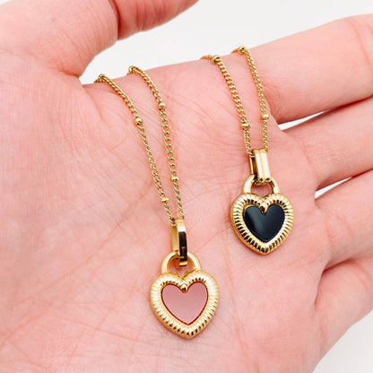 Double Sided Heart Pendant 18K Gold Plated Necklace
