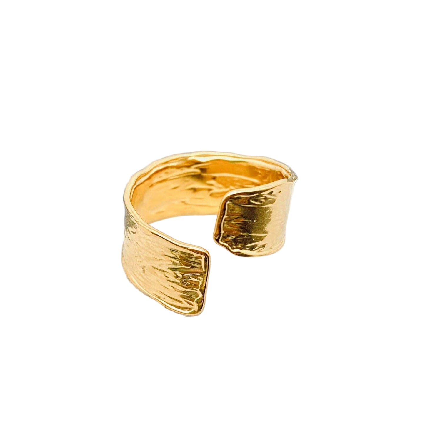 Pleated Design 18K Gold Plated Stainless Steel Ring