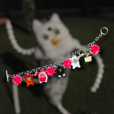 Creepy-cute Furby nostalgic bracelet with glossy resin charms gift store