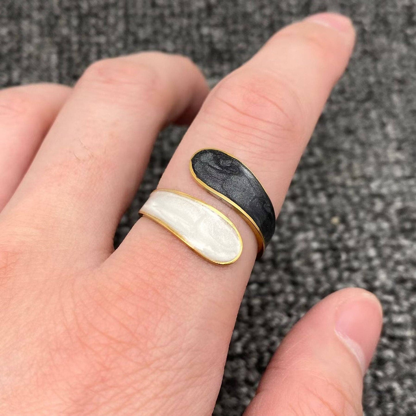 Two Tone 18K Gold Plated Adjustable Ring