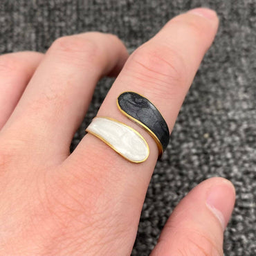 Two Tone 18K Gold Plated Adjustable Ring