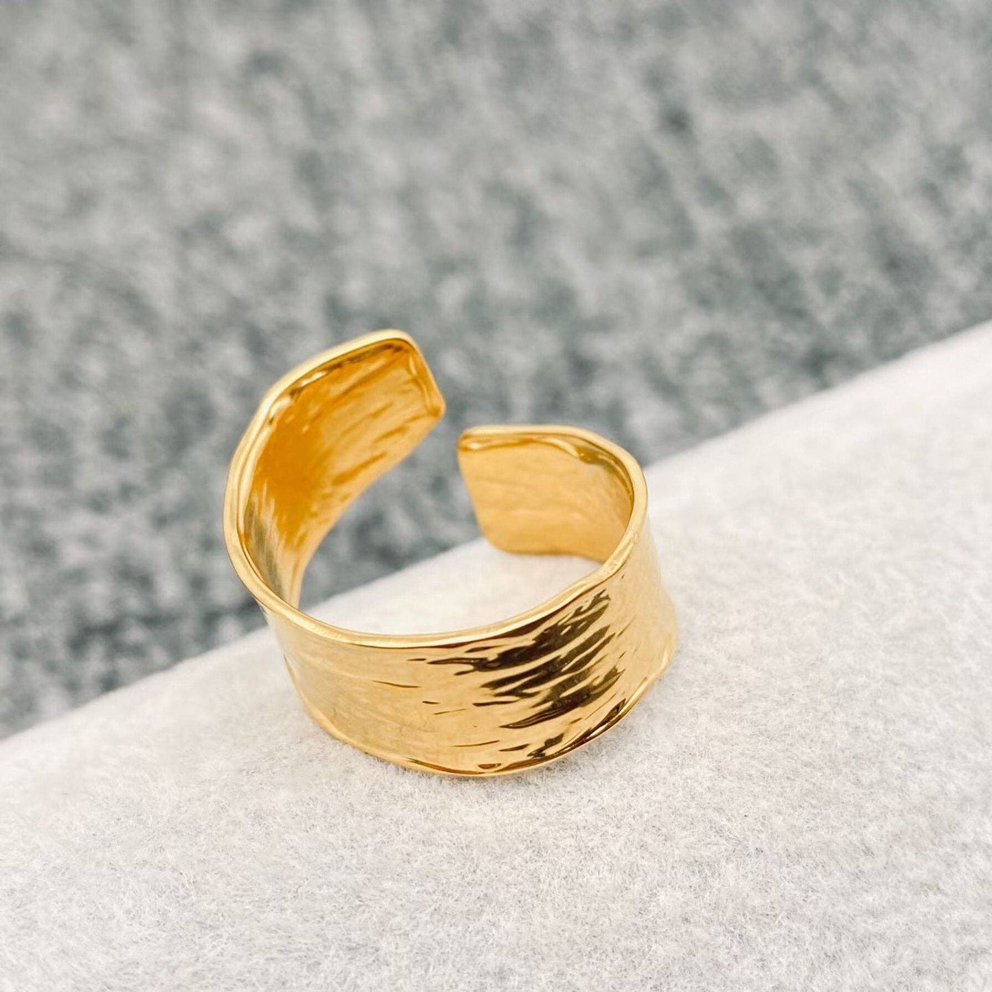Pleated Design 18K Gold Plated Stainless Steel Ring