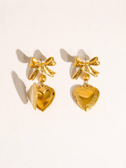 Keryn Heart and Bow Locket Earring