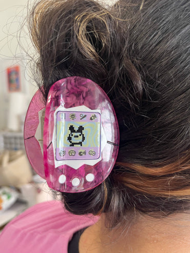 Cute Tamagotchi-themed hair clip, durable and lightweight hair accessory