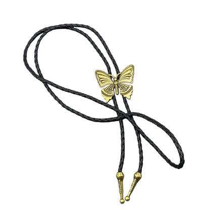 Butterfly Charm Artificial Leather Poirot Rope Necklace