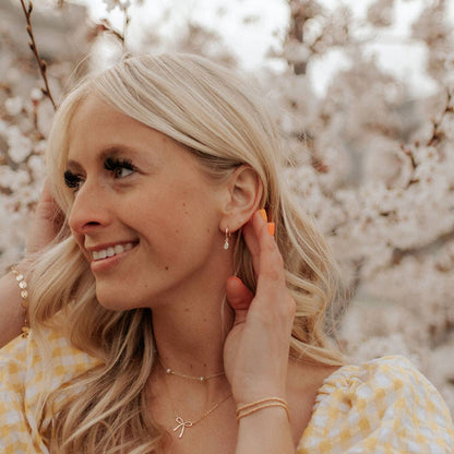 April Raindrop Dangle Hoops Gold