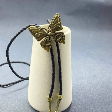 Butterfly Charm Artificial Leather Poirot Rope Necklace