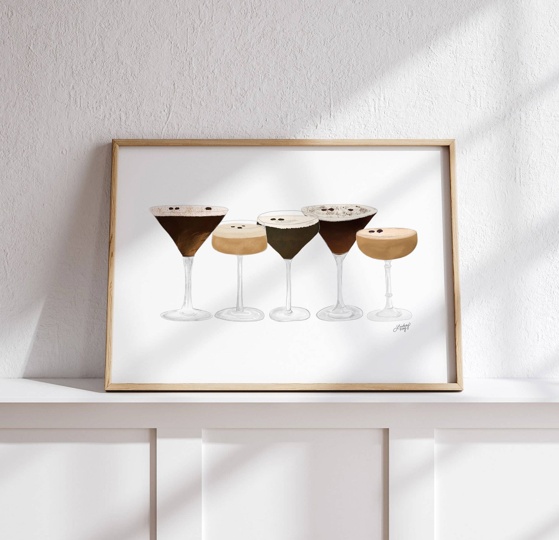 Cocktail themed espresso martini wall decor for bar cart