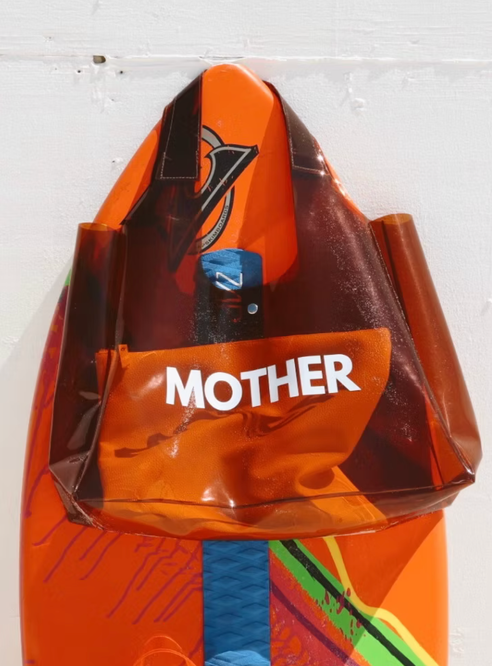 Happy Little Mother jelly beach bag with snap closure
