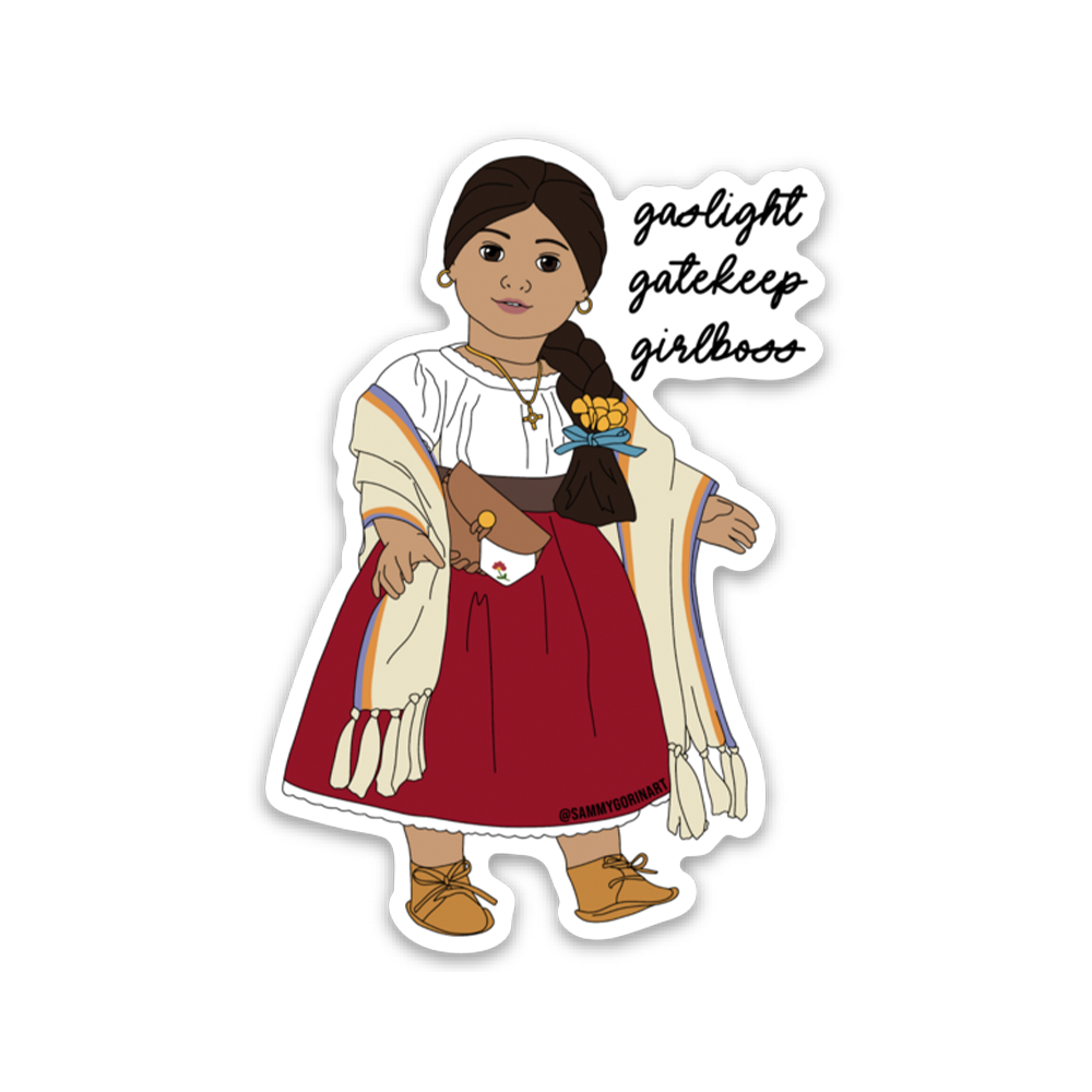 Josefina Gaslight Gatekeep Girlboss Sticker  original illustrated waterproof vinyl design