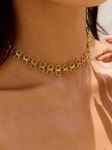 Ritza 18K Gold Non Tarnish Patterned Choker