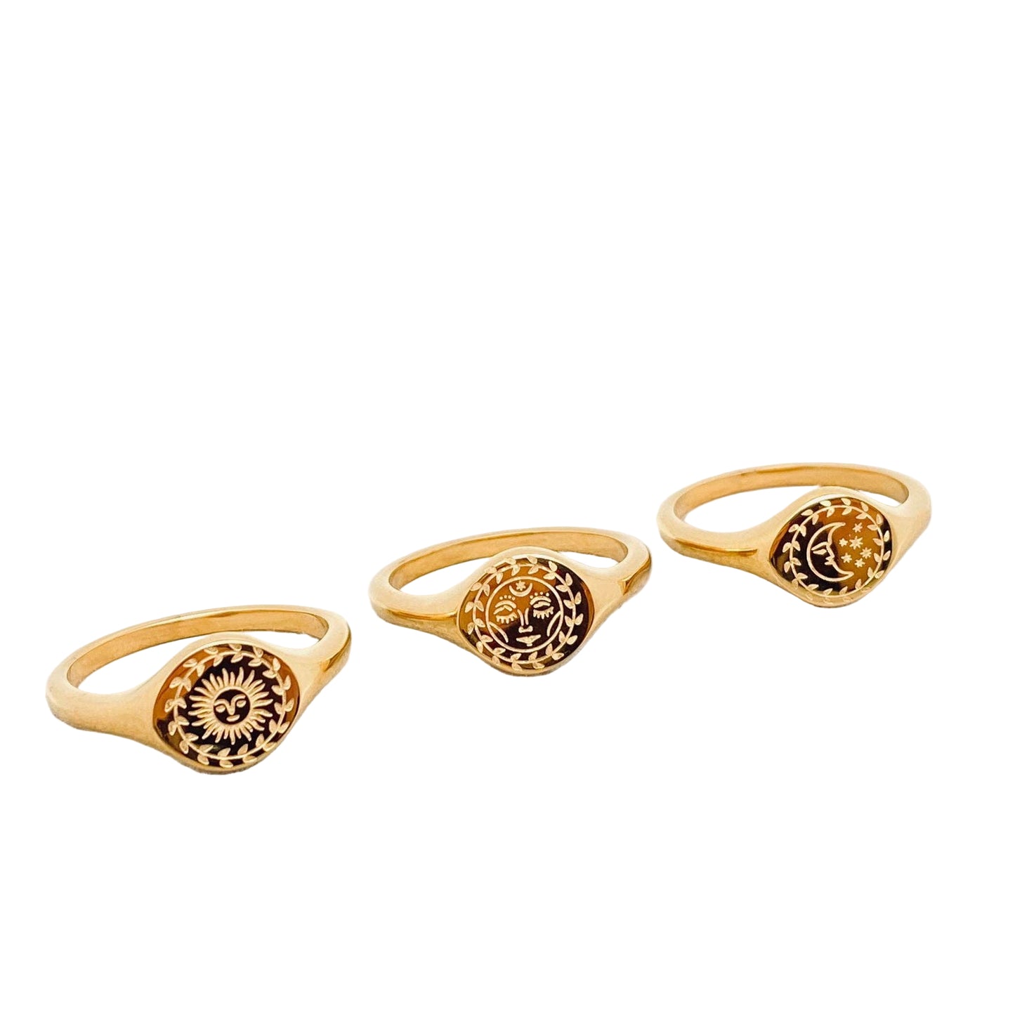 Moon Sun Stars Goddess 18K Gold Plated Ring