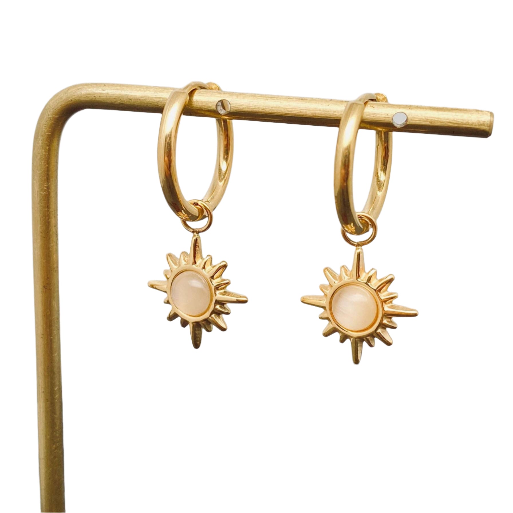 Sun Huggie earrings with white stone