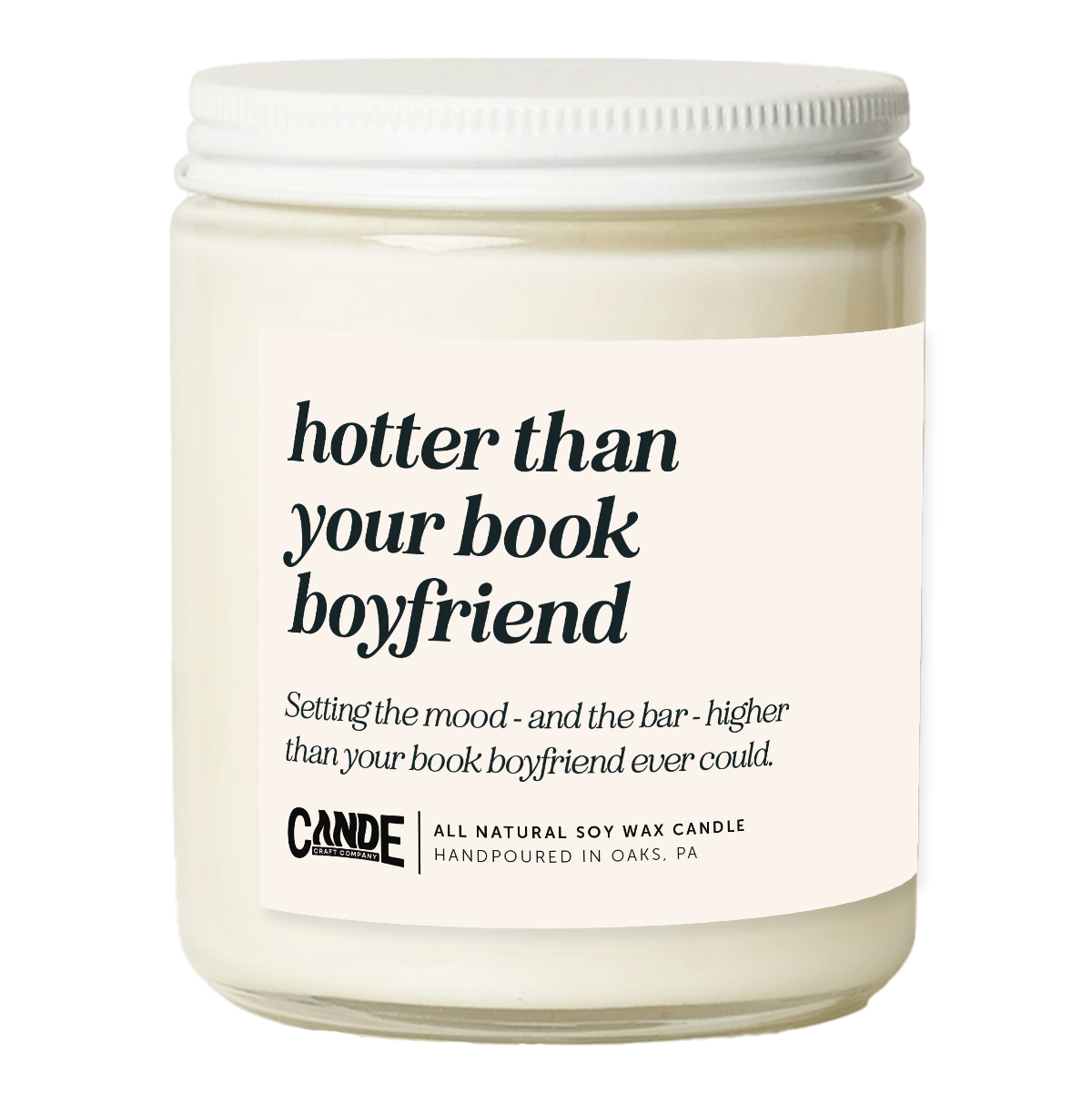 Hotter Than Your Book Boyfriend candle for romance readers