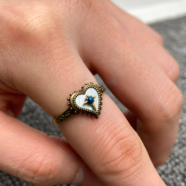 Vintage Inlaid Shell Star Heart Ring