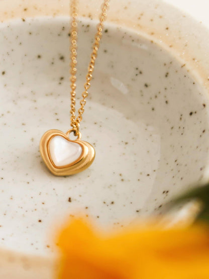 Jennie White Shell Stone Heart Necklace