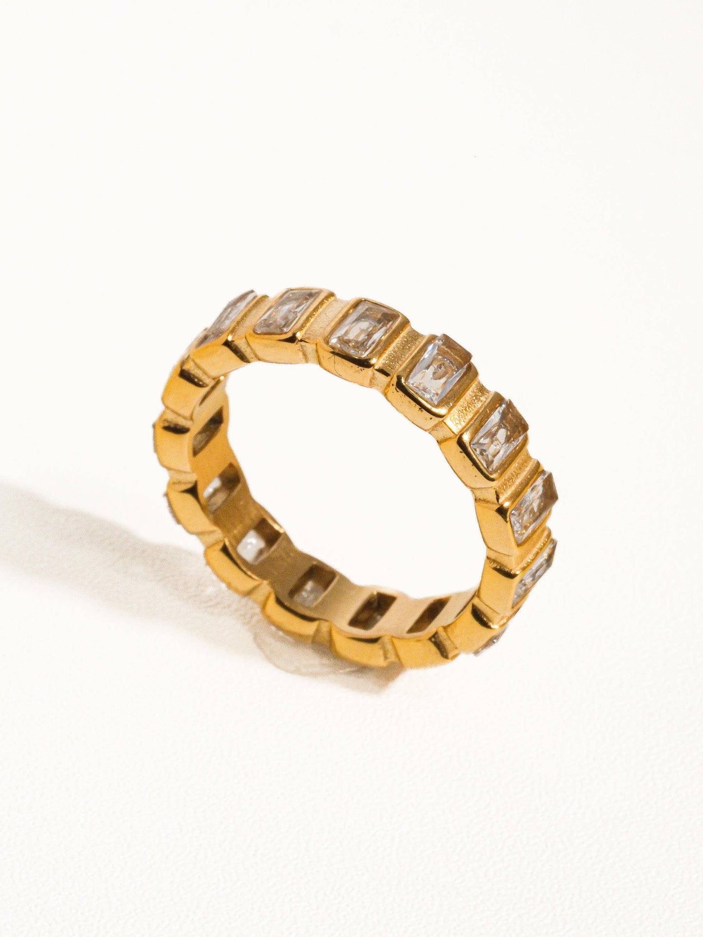 Sterling Yellow Gold Rhinestone Ring