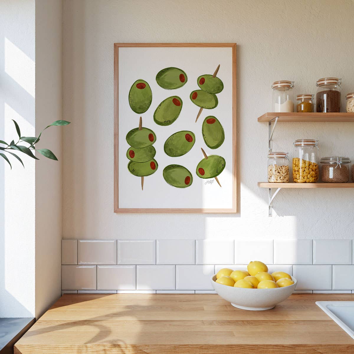 gift stores Framable olive print gift idea for cocktail and charcuterie fans

