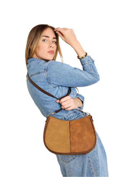 Zoe Two-Tone Distressed Crossbody