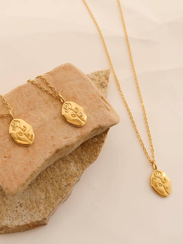 Chrishell 18K Yellow Gold Rose Coin Necklace