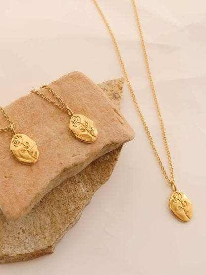 Chrishell 18K Yellow Gold Rose Coin Necklace