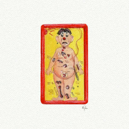 Miniature watercolor art print of Operation board game – unique gift for vintage game lovers