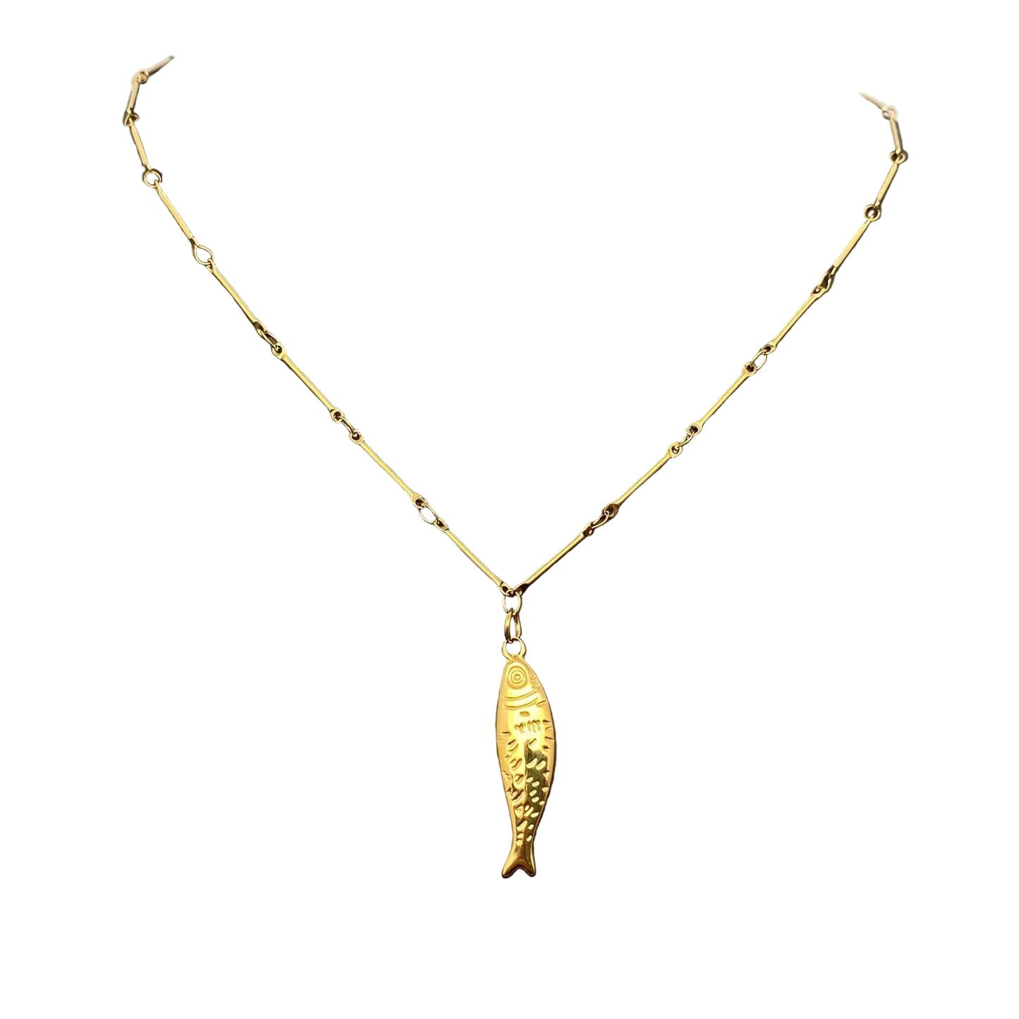 18K Gold Plated Stainless Steel Fish Charm Necklace