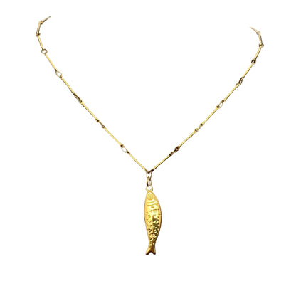 18K Gold Plated Stainless Steel Fish Charm Necklace